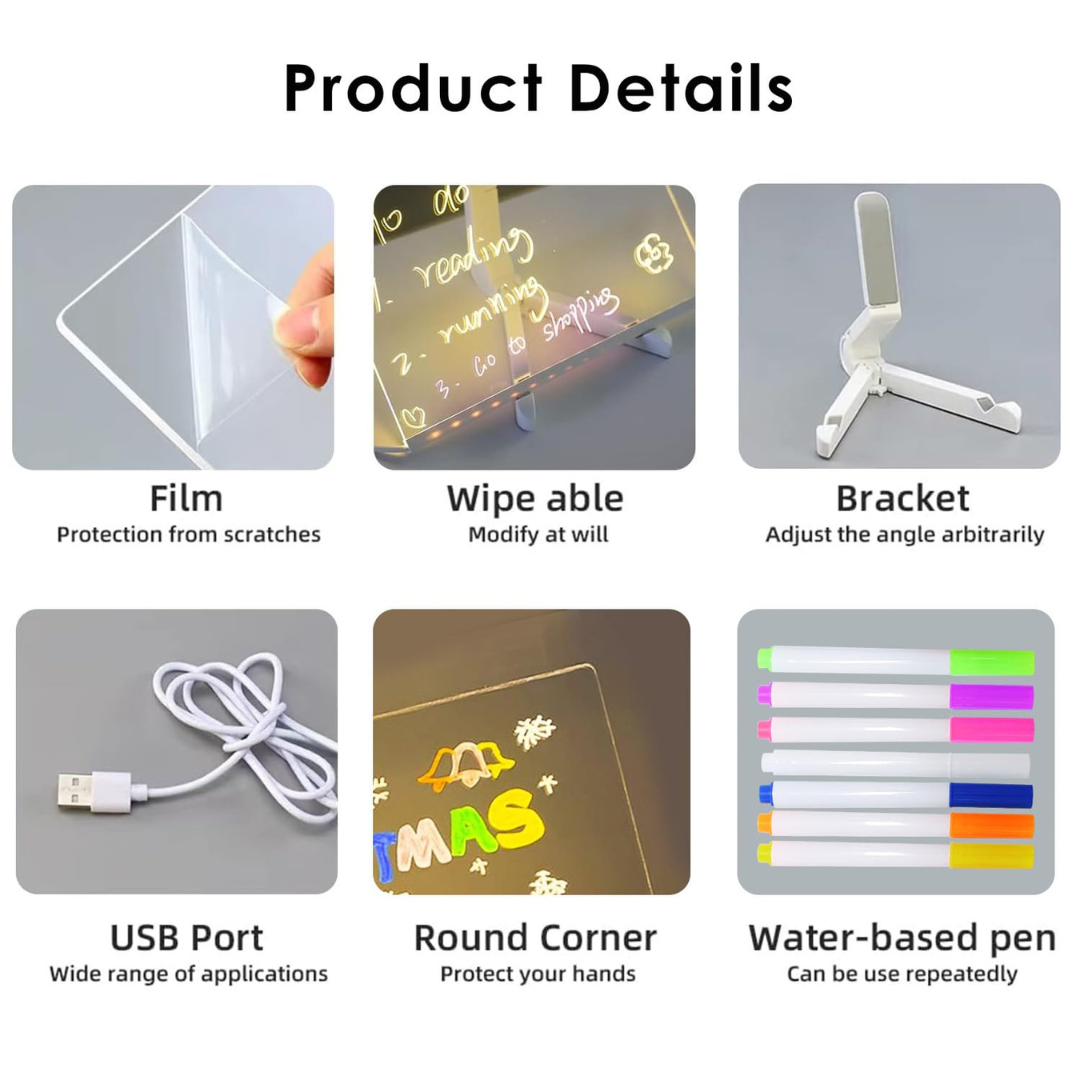Magic LED Writing Board (With Multicolor Pens)