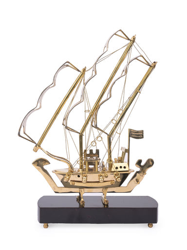 'Golden Age' Handcrafted Brass Model Ship