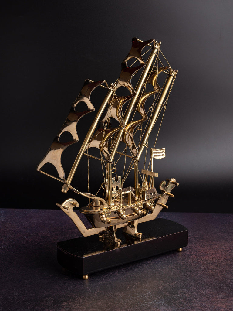 'Golden Age' Handcrafted Brass Model Ship