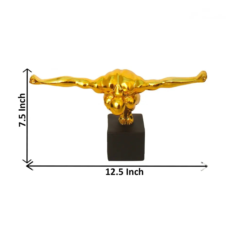 Gold Plated Gymnastic Statue Showpiece