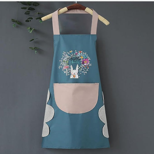 Waterproof Kitchen Pocket Apron (Blue/Pink)