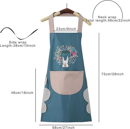 Waterproof Kitchen Pocket Apron (Blue/Pink)