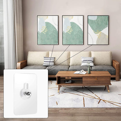 Wall Hooks, Adhesive Wall Screws Hanging Nails, No-Drilling Waterproof Screw Free Stickers for Hanging, Heavy-Duty Adhesive Wall Mount Screw Hooks for Kitchen Bathroom Bedroom Living Room 20 Pcs