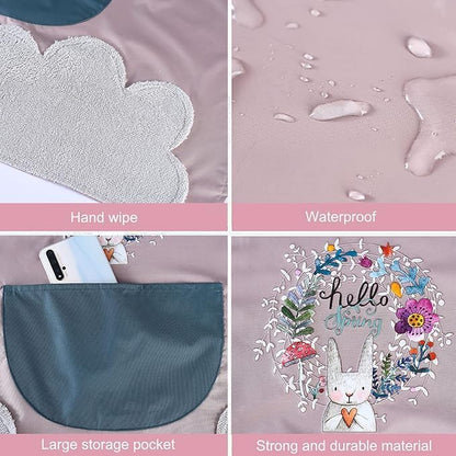 Waterproof Kitchen Pocket Apron (Blue/Pink)
