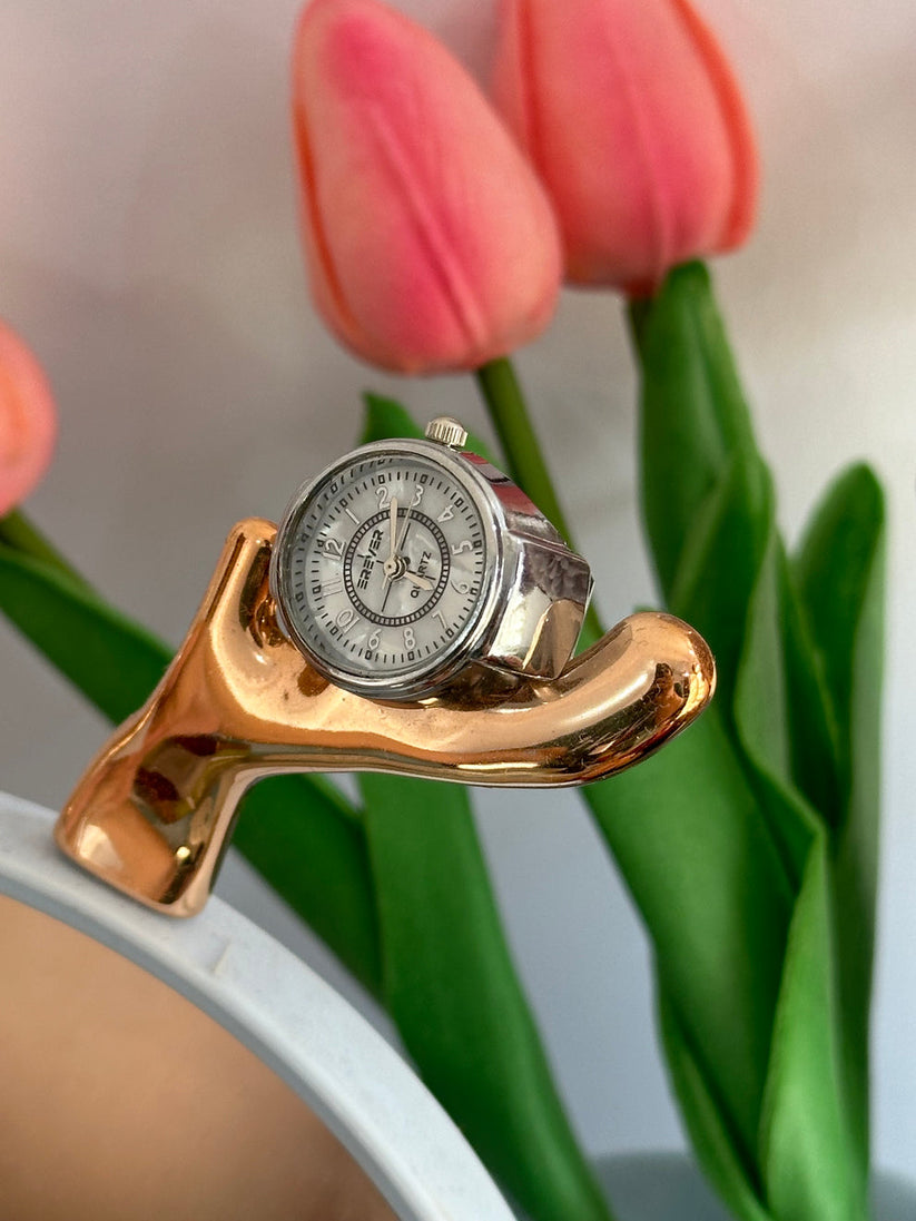 Erever Adjustable Ring Watch for Women~SILVER