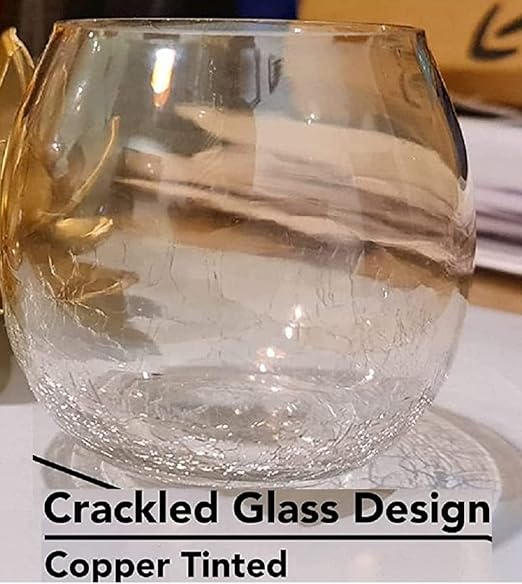 Crackle Flower Candle Holder (set of 2) [Gold]