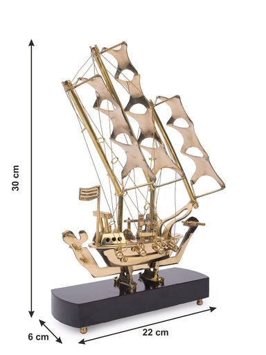 'Golden Age' Handcrafted Brass Model Ship
