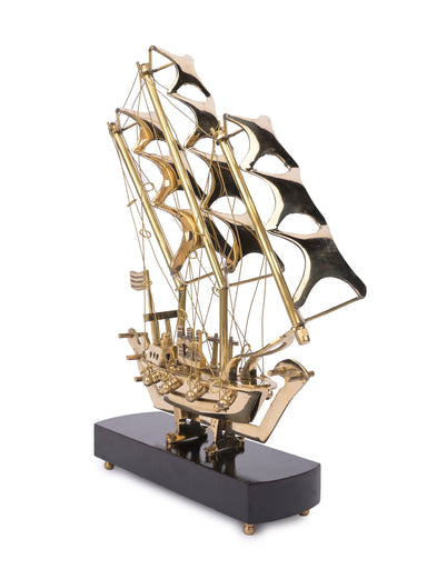 'Golden Age' Handcrafted Brass Model Ship