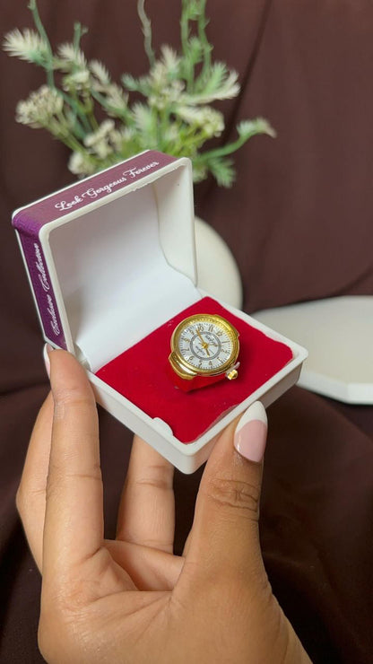 Erever Adjustable Ring Watches for Women~Gold