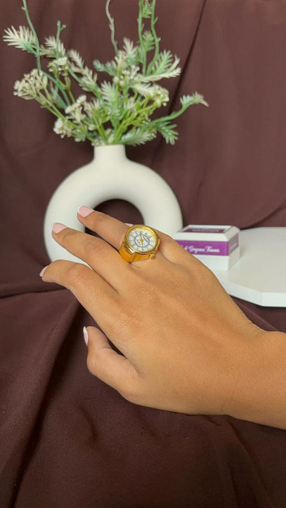 Erever Adjustable Ring Watches for Women~Gold