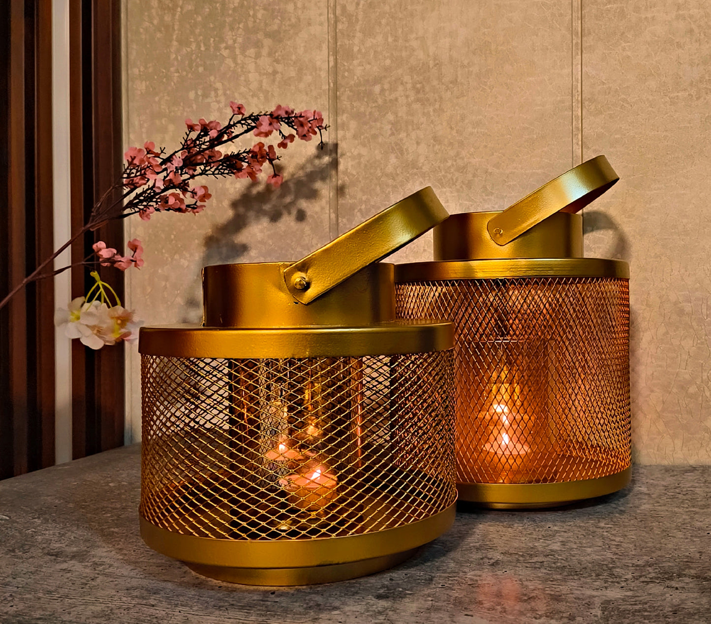 Gold Jaali Lantern (Set of 2)