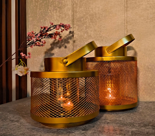 Gold Jaali Lantern (Set of 2)