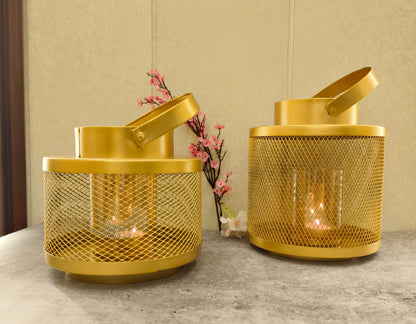 Gold Jaali Lantern (Set of 2)