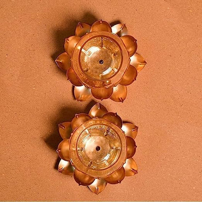 Crackle Flower Candle Holder (set of 2) [Gold]