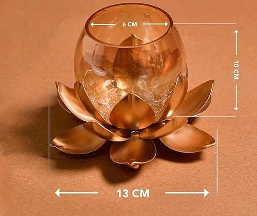 Crackle Flower Candle Holder (set of 2) [Gold]