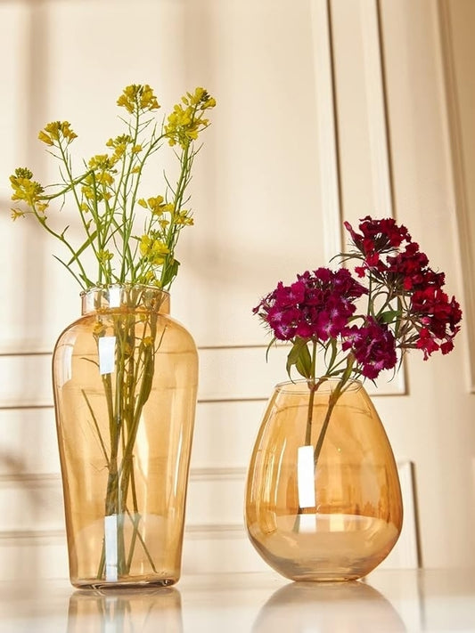 Golden Glass Vase (Set of 2)