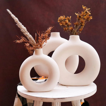 Ivory Hoop Vase (Set of 3)