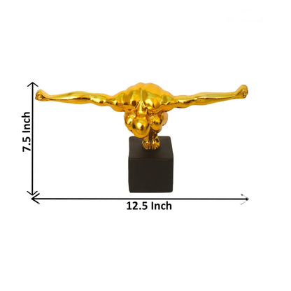 Gold Plated Gymnastic Statue Showpiece