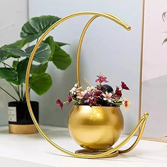 Golden Metal Geometric Vase