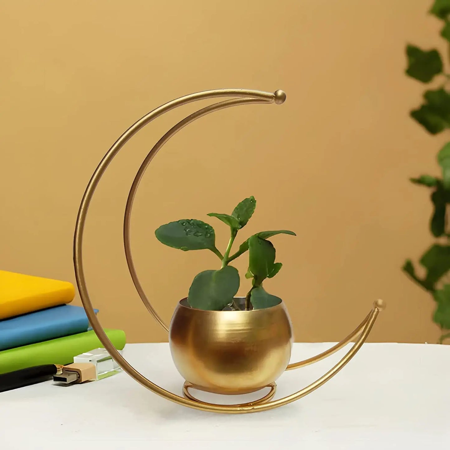 Golden Metal Geometric Vase