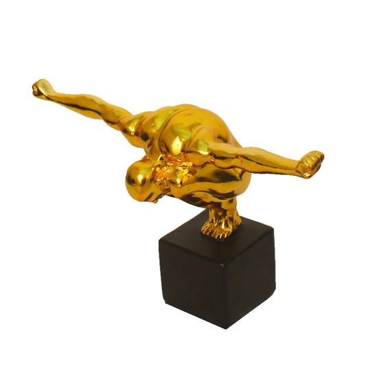 Gold Plated Gymnastic Statue Showpiece